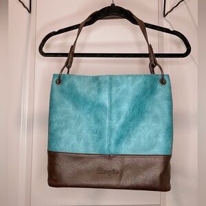 Wrangler Hobo Bag | Leather Tote Bag Shoulder Bag Top Handle Satchel Turquoise